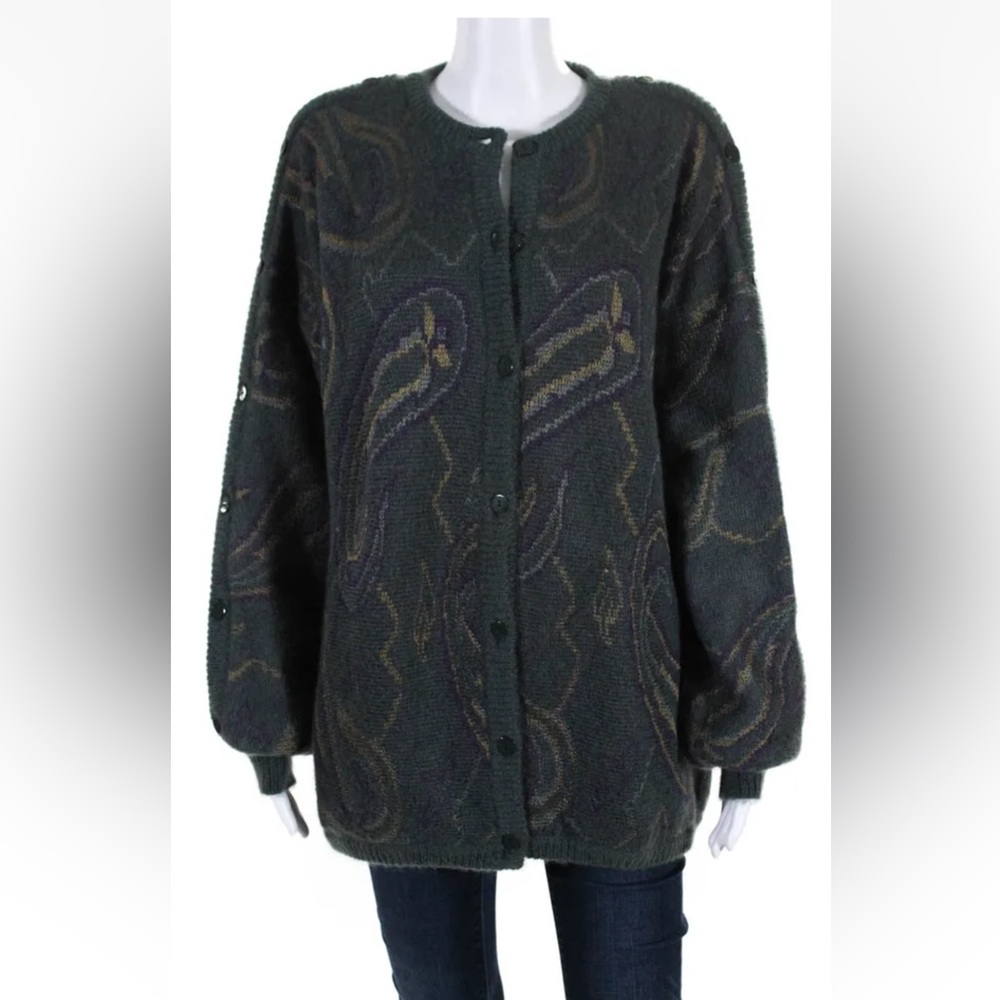 Vintage Escada by SRB mohair blend paisley cardigan Sz 40
